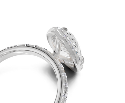 Pear Cut Engagement Ring With Halo & Side Stones Ring