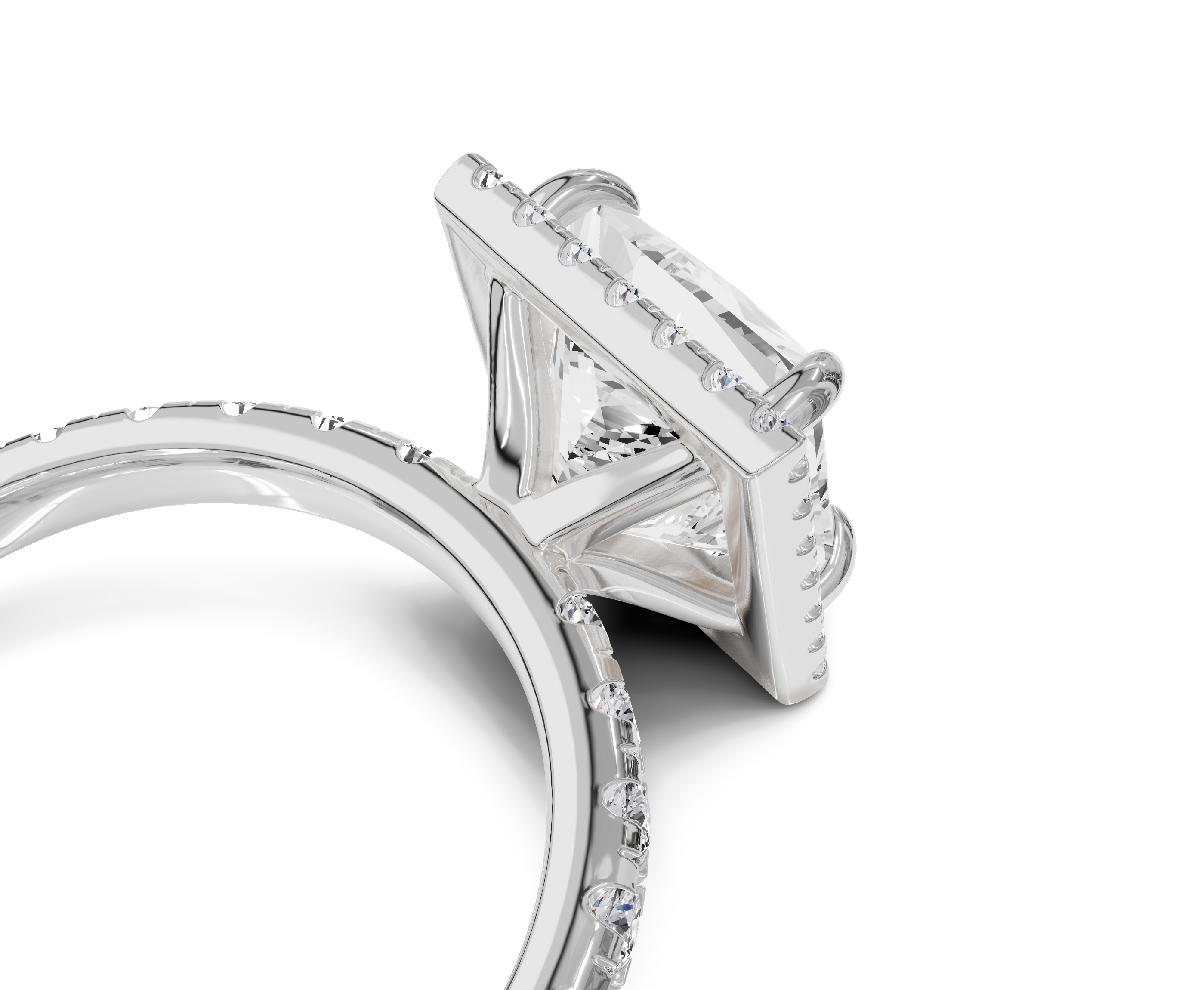 Timeless Princess Cut Engagement Ring With Halo & Side Stones