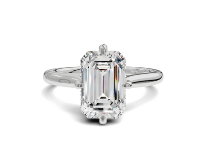 Emerald Cut Engagement Ring With Hidden Halo
