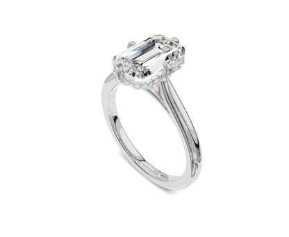 Emerald Cut Engagement Ring With Hidden Halo