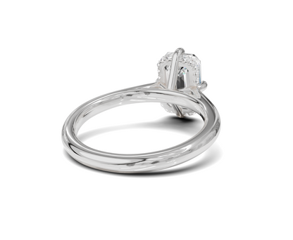 Emerald Cut Engagement Ring With Hidden Halo