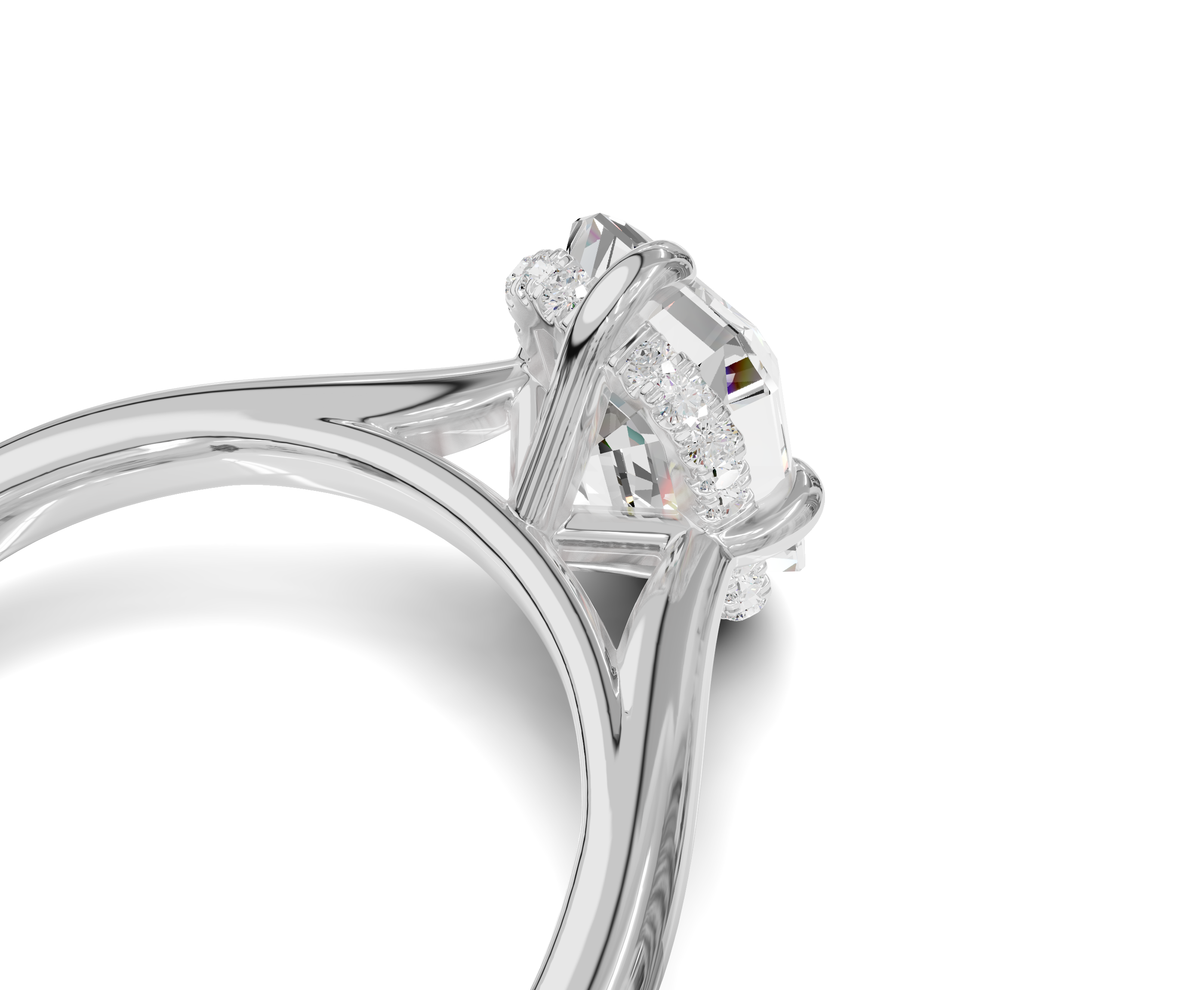 Emerald Cut Engagement Ring With Hidden Halo