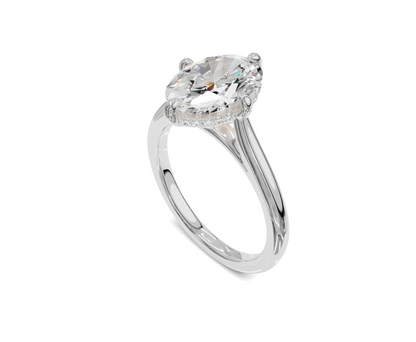 Solitaire Oval Cut Engagement Ring With Hidden Halo | 2.00 Ct.