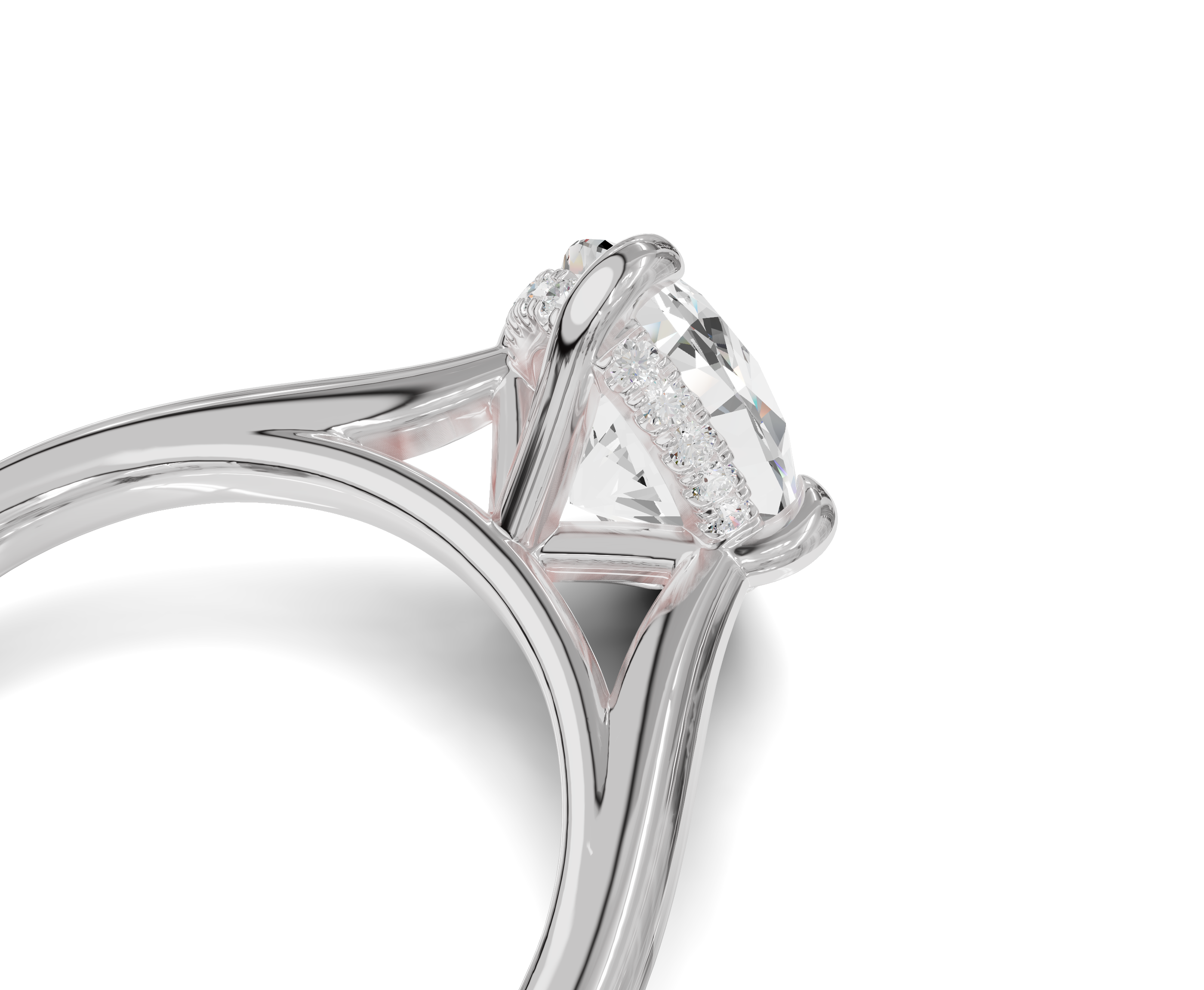 Solitaire Oval Cut Engagement Ring With Hidden Halo | 2.00 Ct.