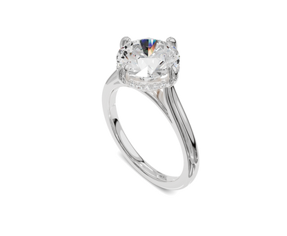 Classic Round Cut Engagement Ring With Hidden Halo