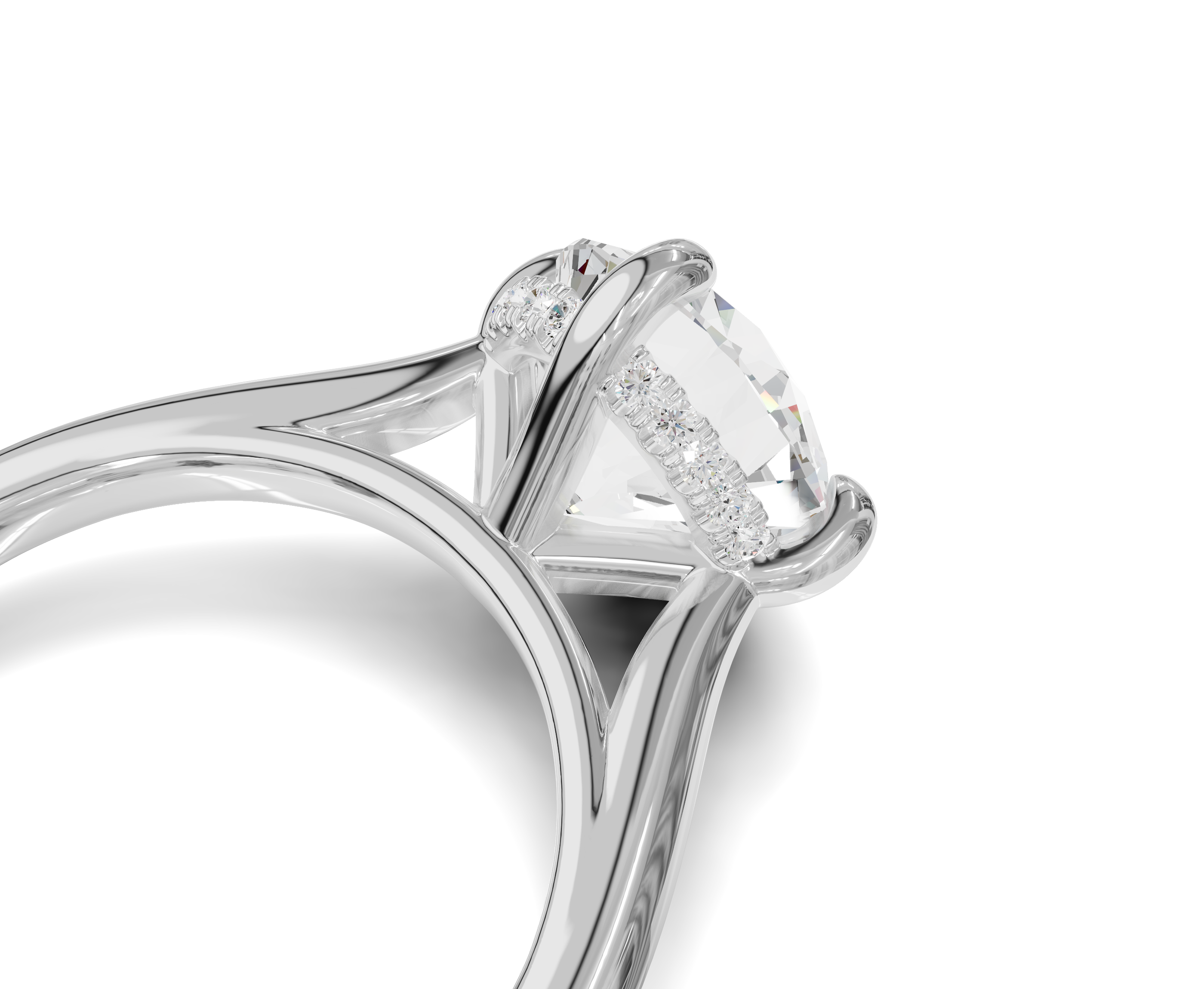 Classic Round Cut Engagement Ring With Hidden Halo