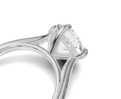 Classic Round Cut Engagement Ring With Hidden Halo