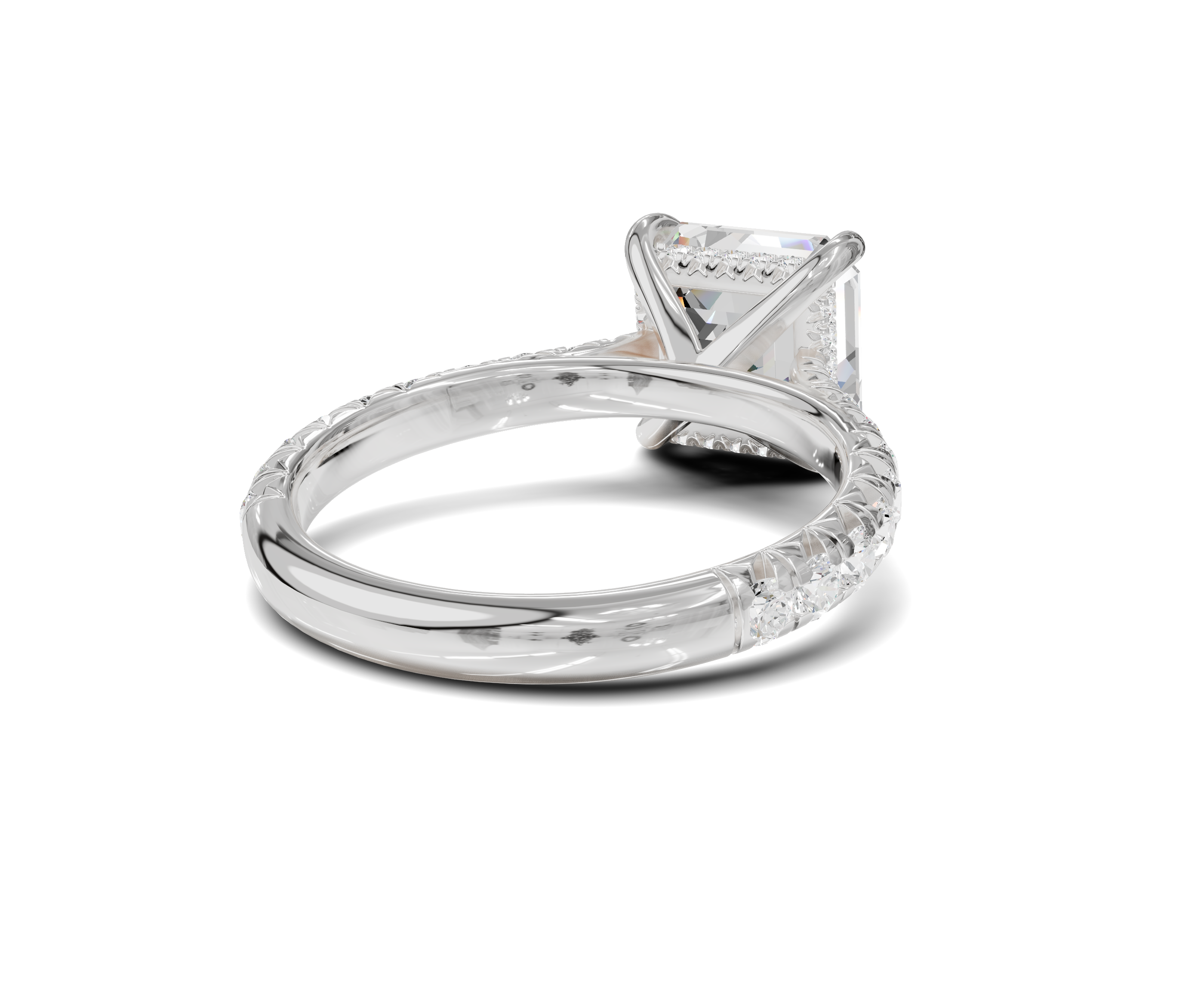 Asscher cut diamond ring | Halo & Side Stone | Chicory Jewel