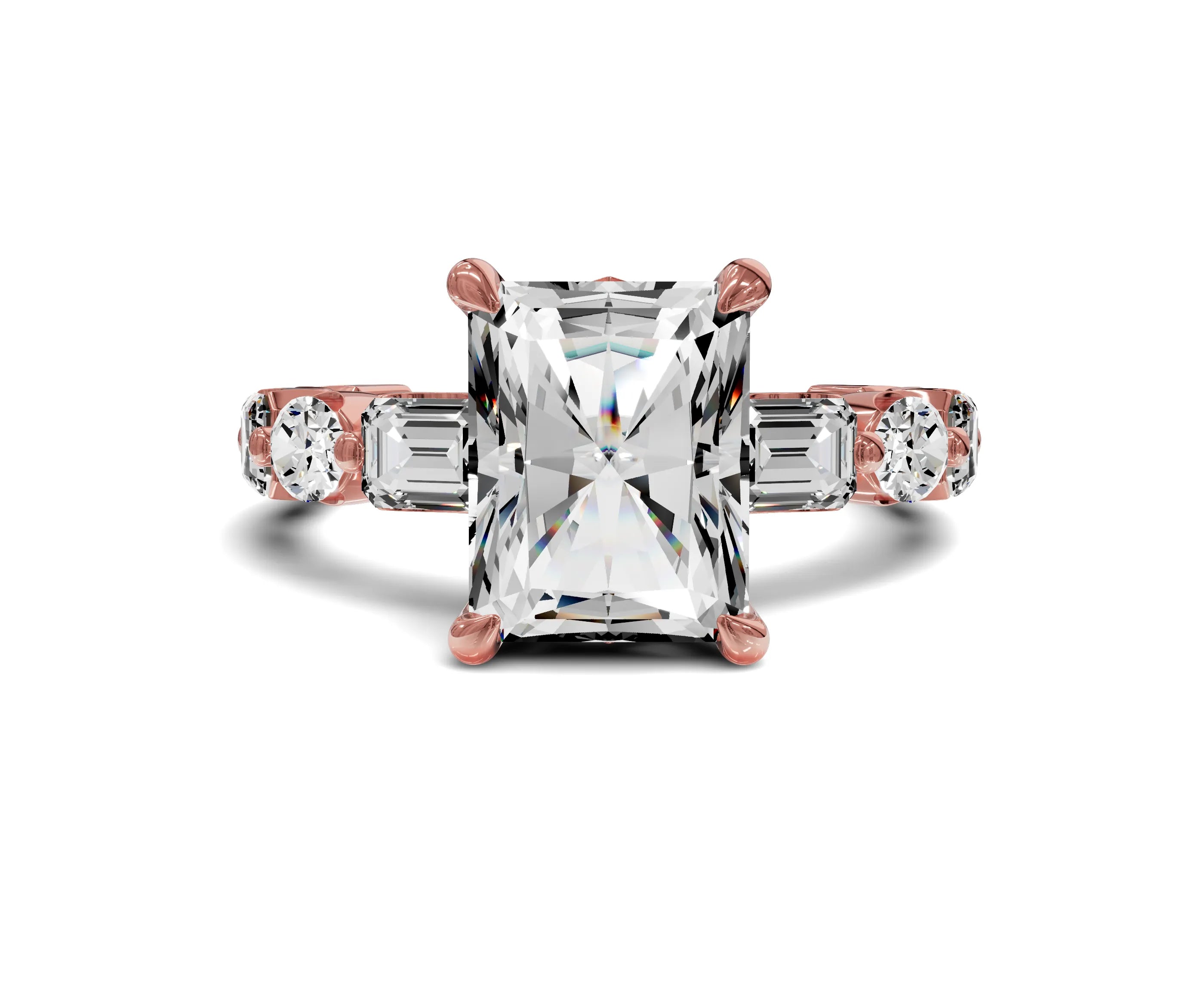 Brilliant Radiant Cut Engagement Ring With Side Diamonds