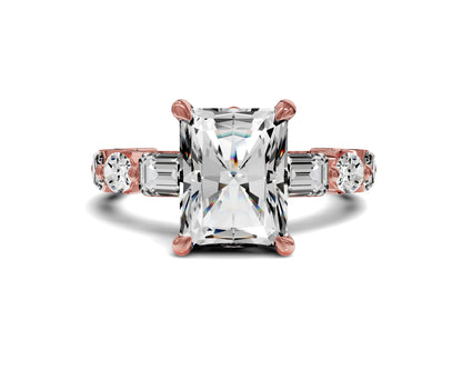 Brilliant Radiant Cut Engagement Ring With Side Diamonds