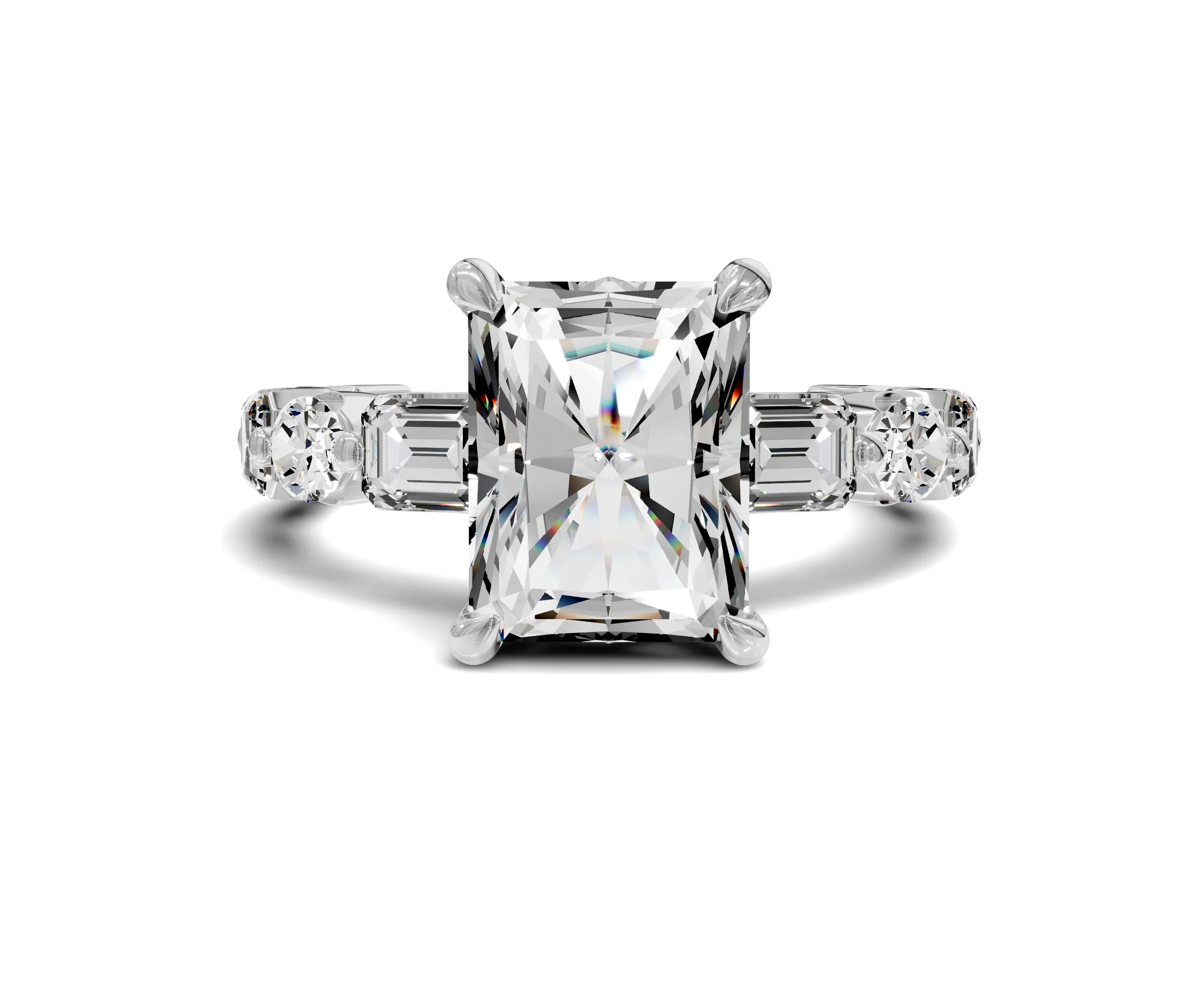 Brilliant Radiant Cut Engagement Ring With Side Diamonds