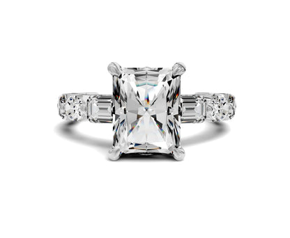 Brilliant Radiant Cut Engagement Ring With Side Diamonds