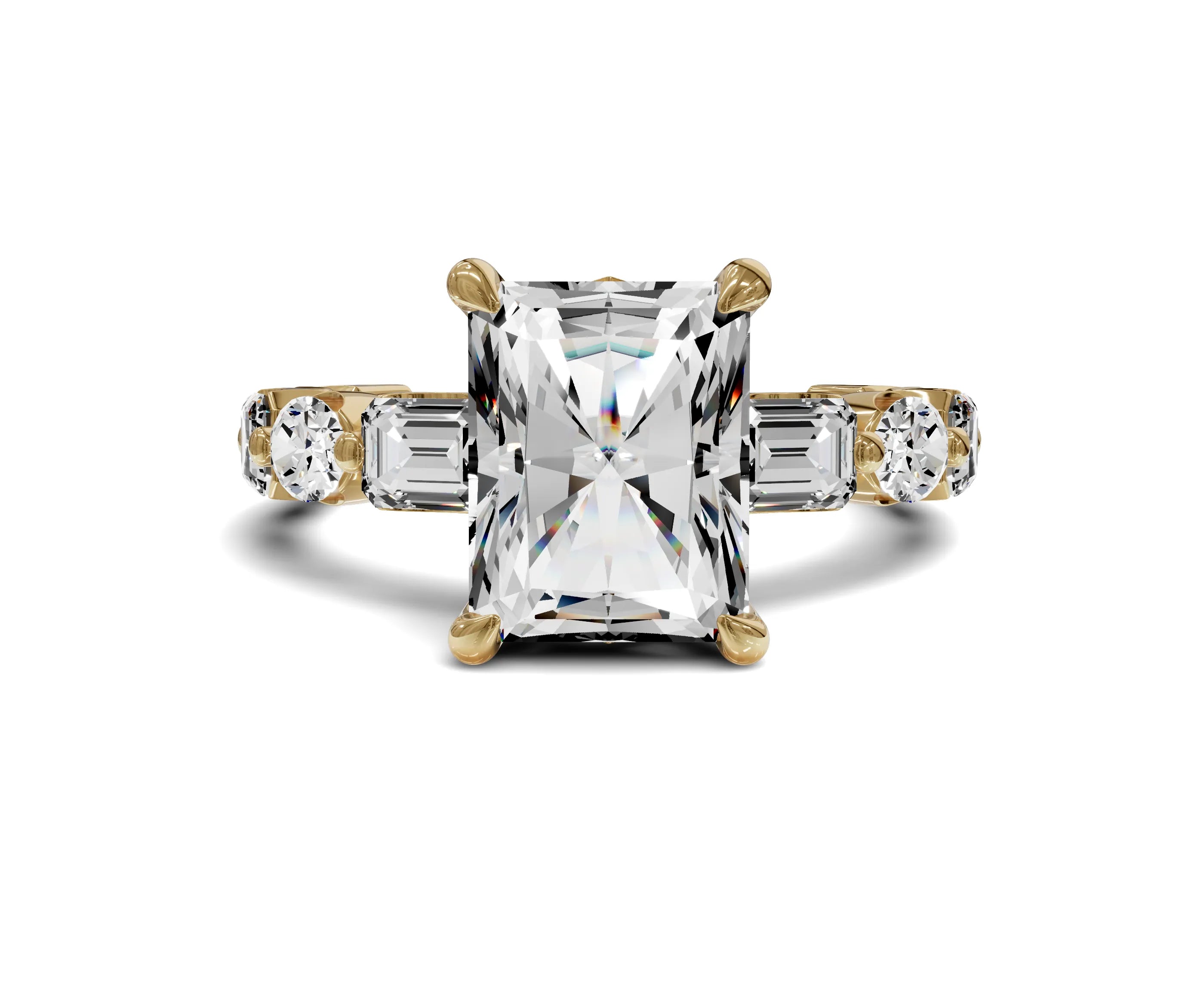 Brilliant Radiant Cut Engagement Ring With Side Diamonds