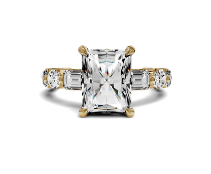 Brilliant Radiant Cut Engagement Ring With Side Diamonds