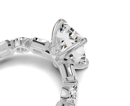 Brilliant Radiant Cut Engagement Ring With Side Diamonds