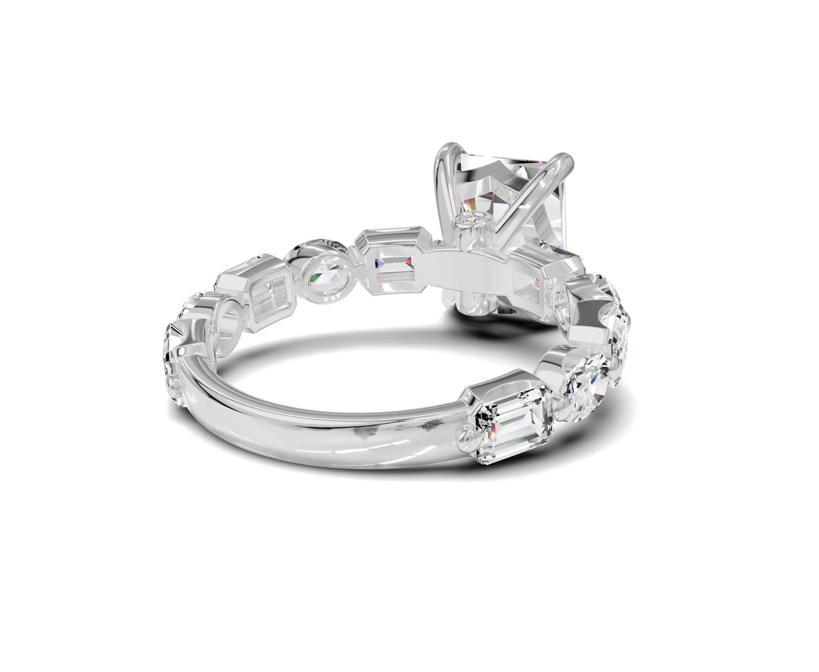 Brilliant Radiant Cut Engagement Ring With Side Diamonds
