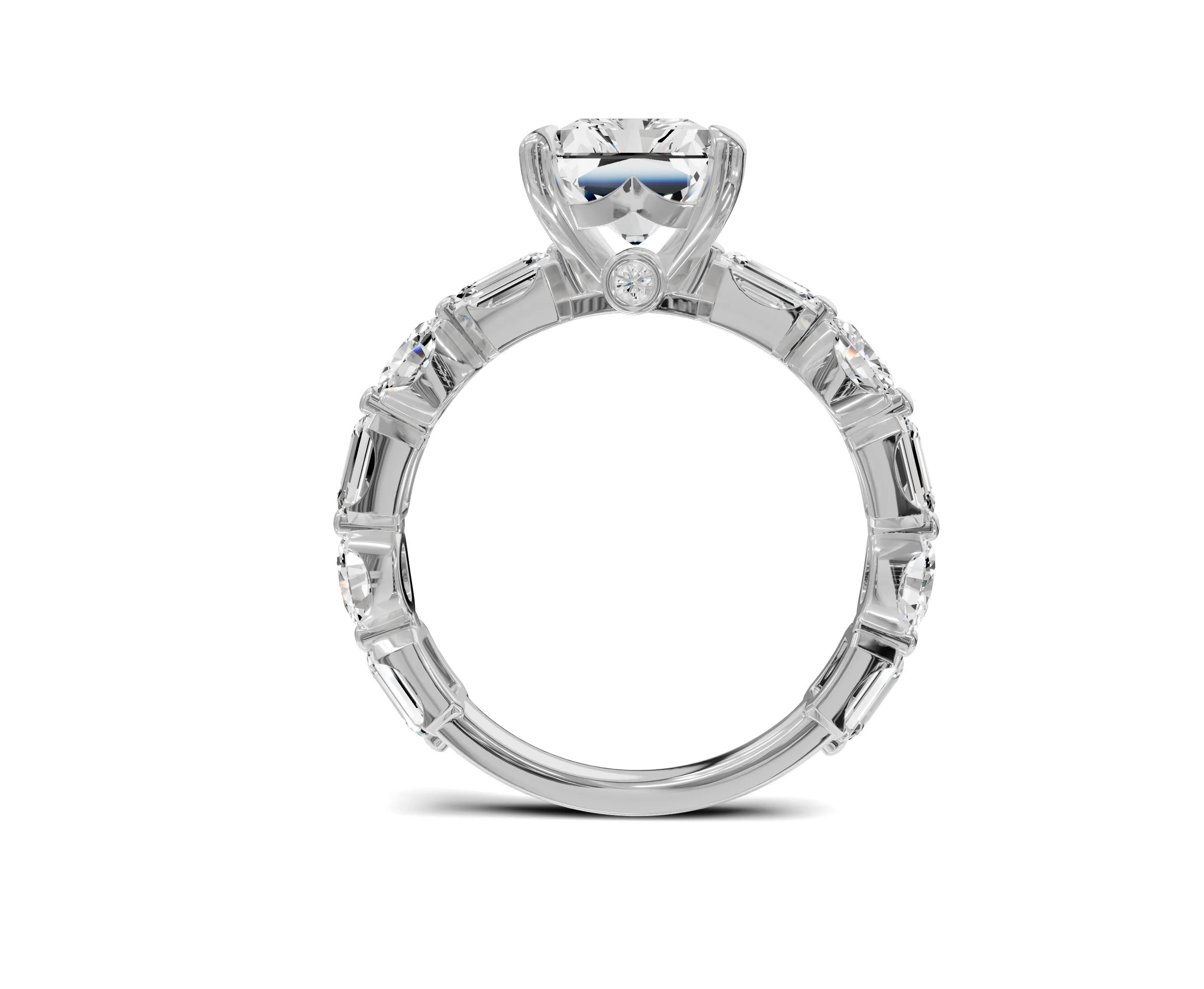 Brilliant 4.25 Carat Radiant Diamond Ring with Side Diamonds - Chicory Jewel
