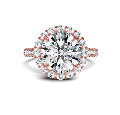 Luxury Round Diamond Halo & Side Stone Ring|3.70ct - Chicory Jewel