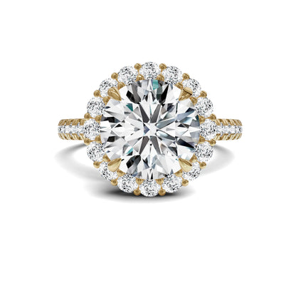 Luxury Round Diamond Halo & Side Stone Ring|3.70ct - Chicory Jewel