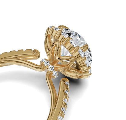 Luxury Round Diamond Halo & Side Stone Ring|3.70ct - Chicory Jewel
