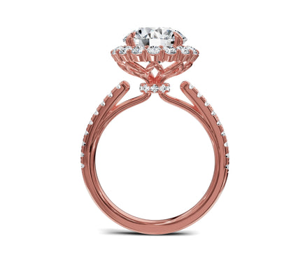 Luxury Round Diamond Halo & Side Stone Ring|3.70ct - Chicory Jewel