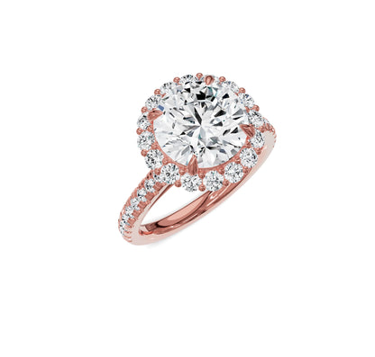 Luxury Round Diamond Halo & Side Stone Ring|3.70ct - Chicory Jewel