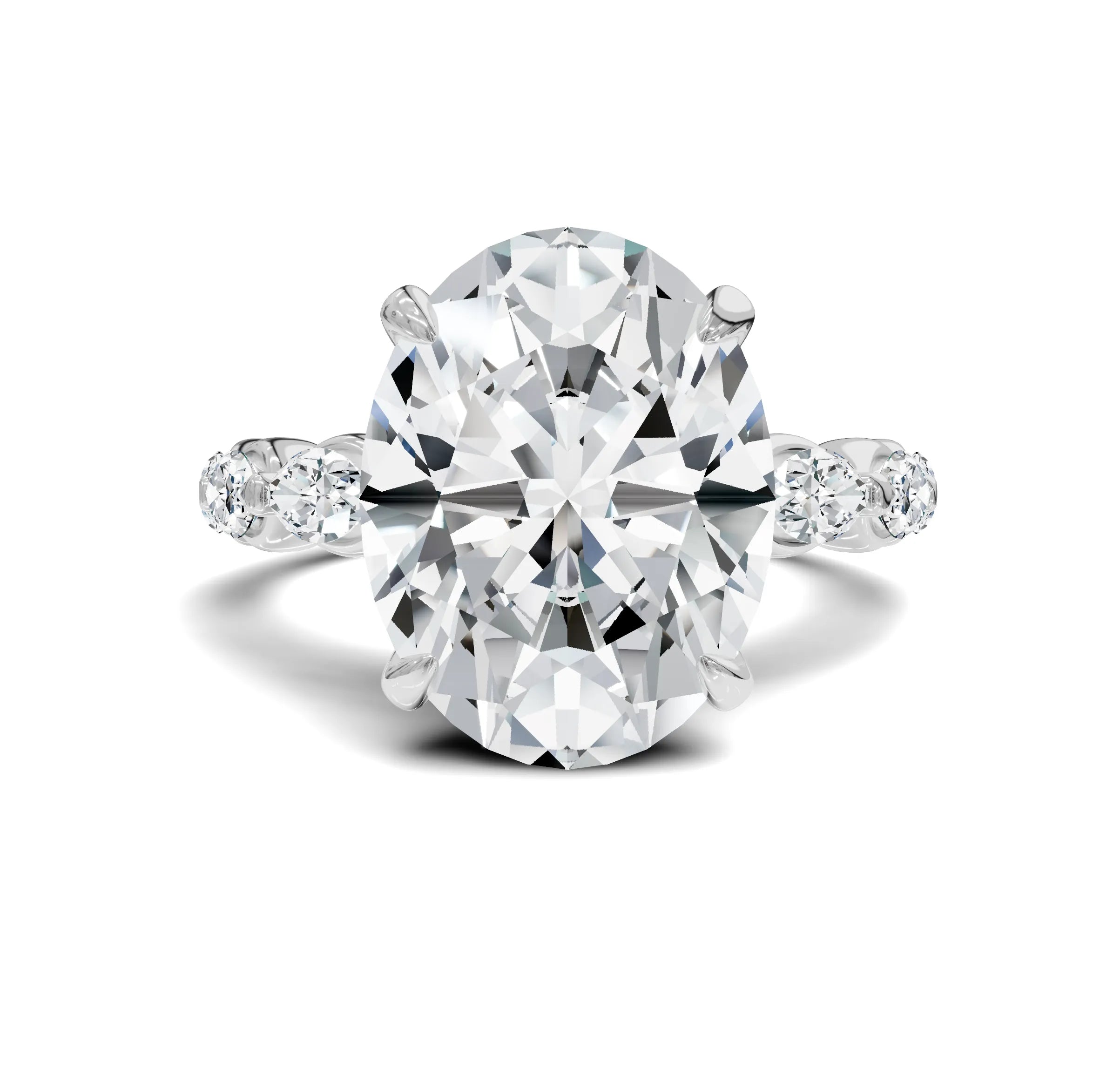 Diamond ring with a large central Oval Diamond and smaller stones