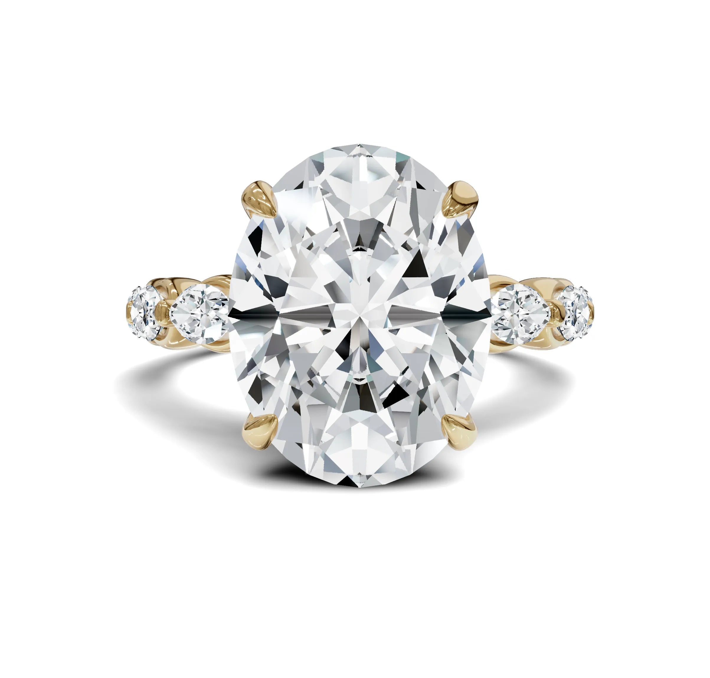 Diamond ring with a large central Oval Diamond and smaller stones