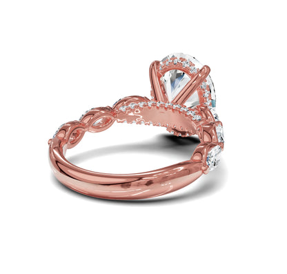 Diamond ring with a large central Oval Diamond and smaller stones