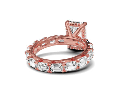 Brilliant Emerald Engagement Ring | Side stone & halo