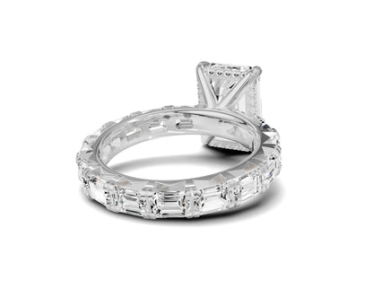 Brilliant Emerald Engagement Ring | Side stone & halo