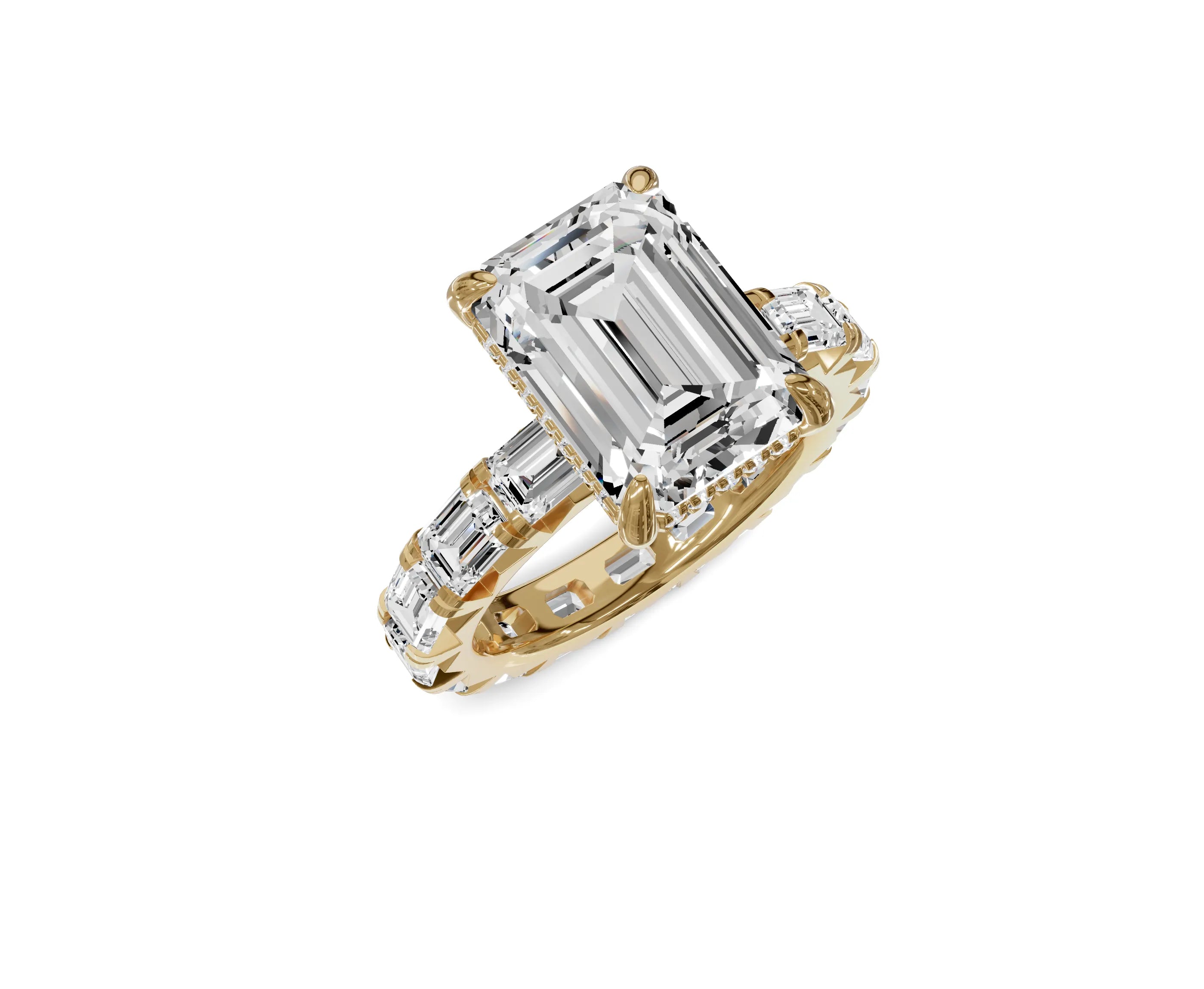 Brilliant 7 Carat Emerald Diamond Engagement Ring - Chicory Jewel