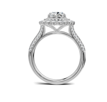 Timeless Cushion Cut 3ct Engagement Ring | Halo with Side Stones - Chicory Jewel