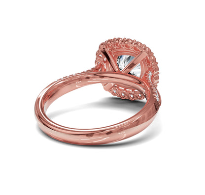 Timeless Cushion Cut 3ct Engagement Ring | Halo with Side Stones - Chicory Jewel