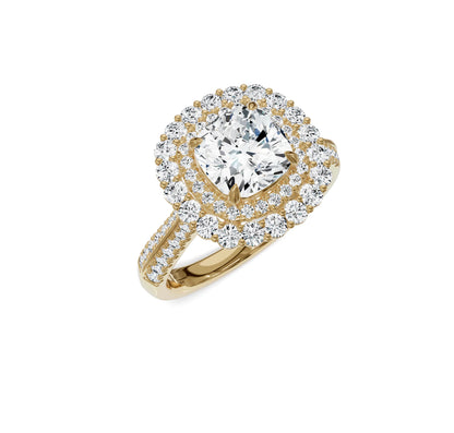 Timeless Cushion Cut 3ct Engagement Ring | Halo with Side Stones - Chicory Jewel