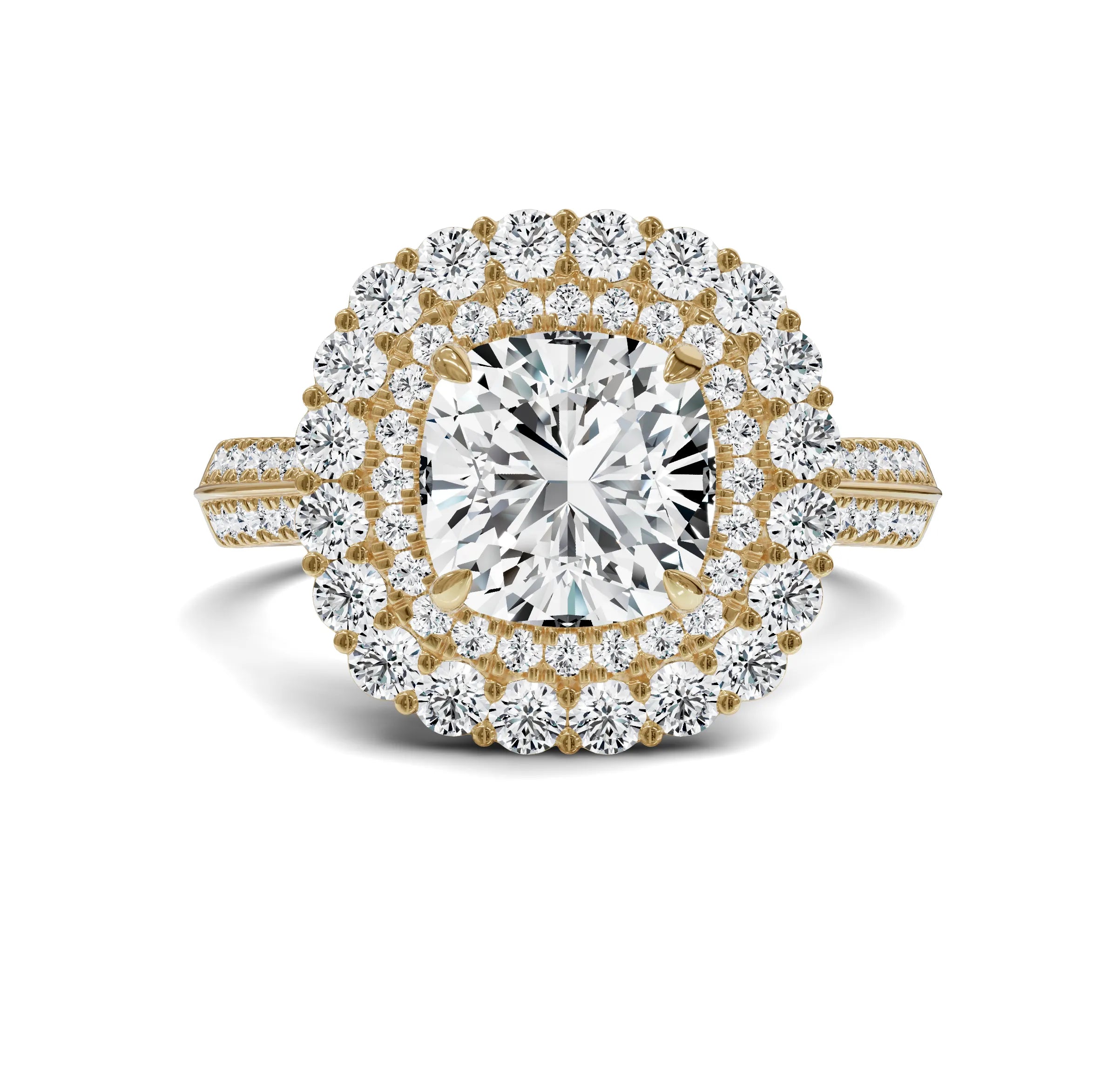 Timeless Cushion Cut 3ct Engagement Ring | Halo with Side Stones - Chicory Jewel