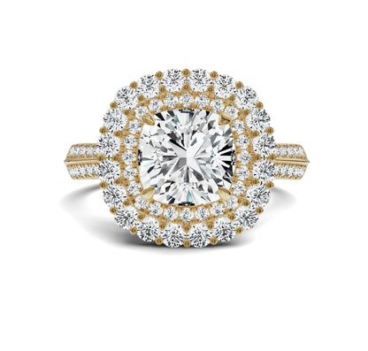 Timeless Cushion Cut 3ct Engagement Ring | Halo with Side Stones - Chicory Jewel