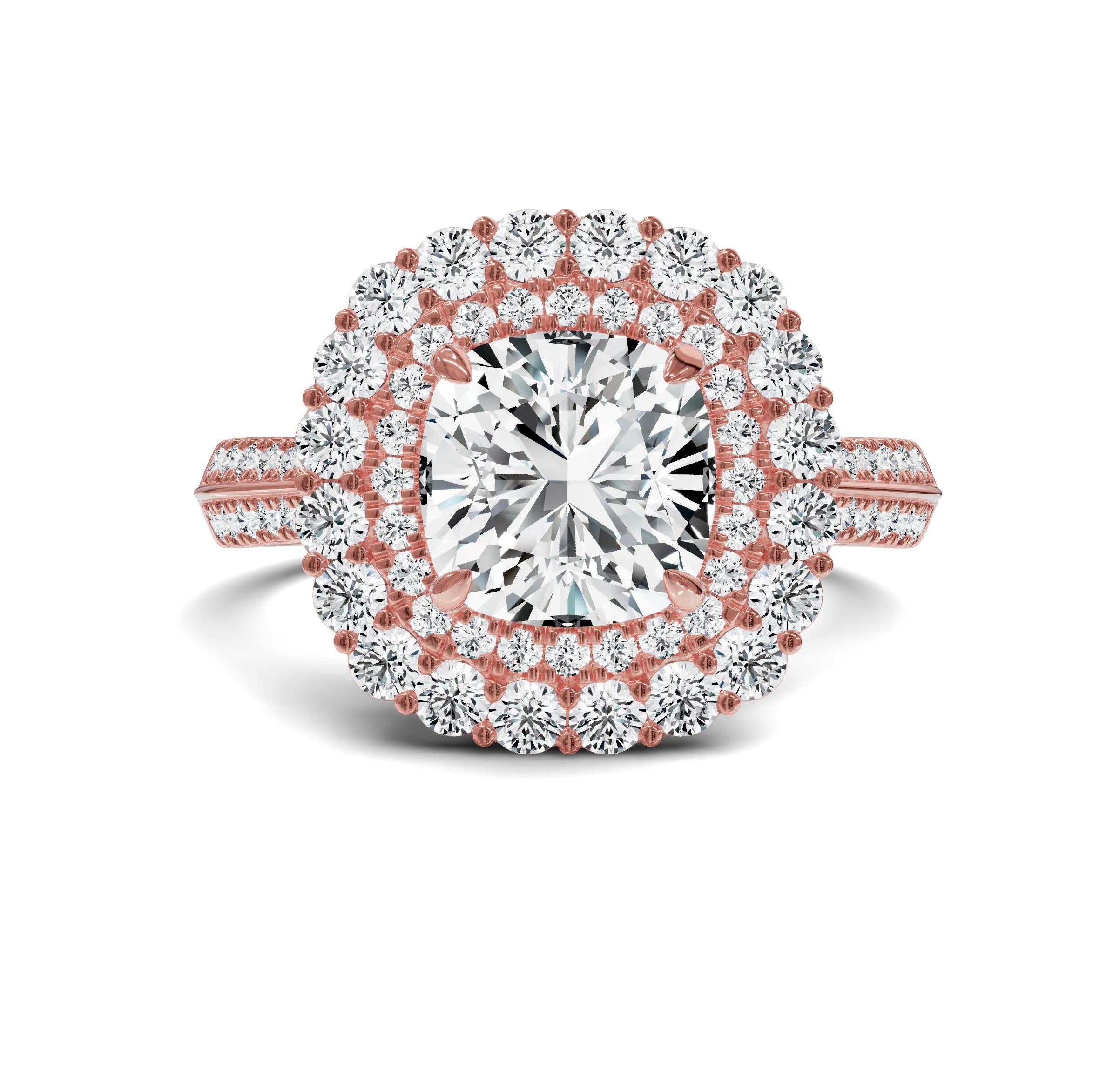 Timeless Cushion Cut 3ct Engagement Ring | Halo with Side Stones - Chicory Jewel
