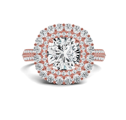 Timeless Cushion Cut 3ct Engagement Ring | Halo with Side Stones - Chicory Jewel