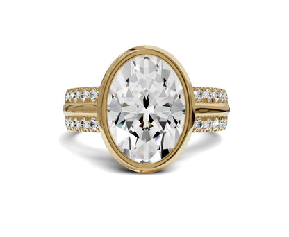Oval Diamond Engagement Ring | Bezel Setting with Side Stones