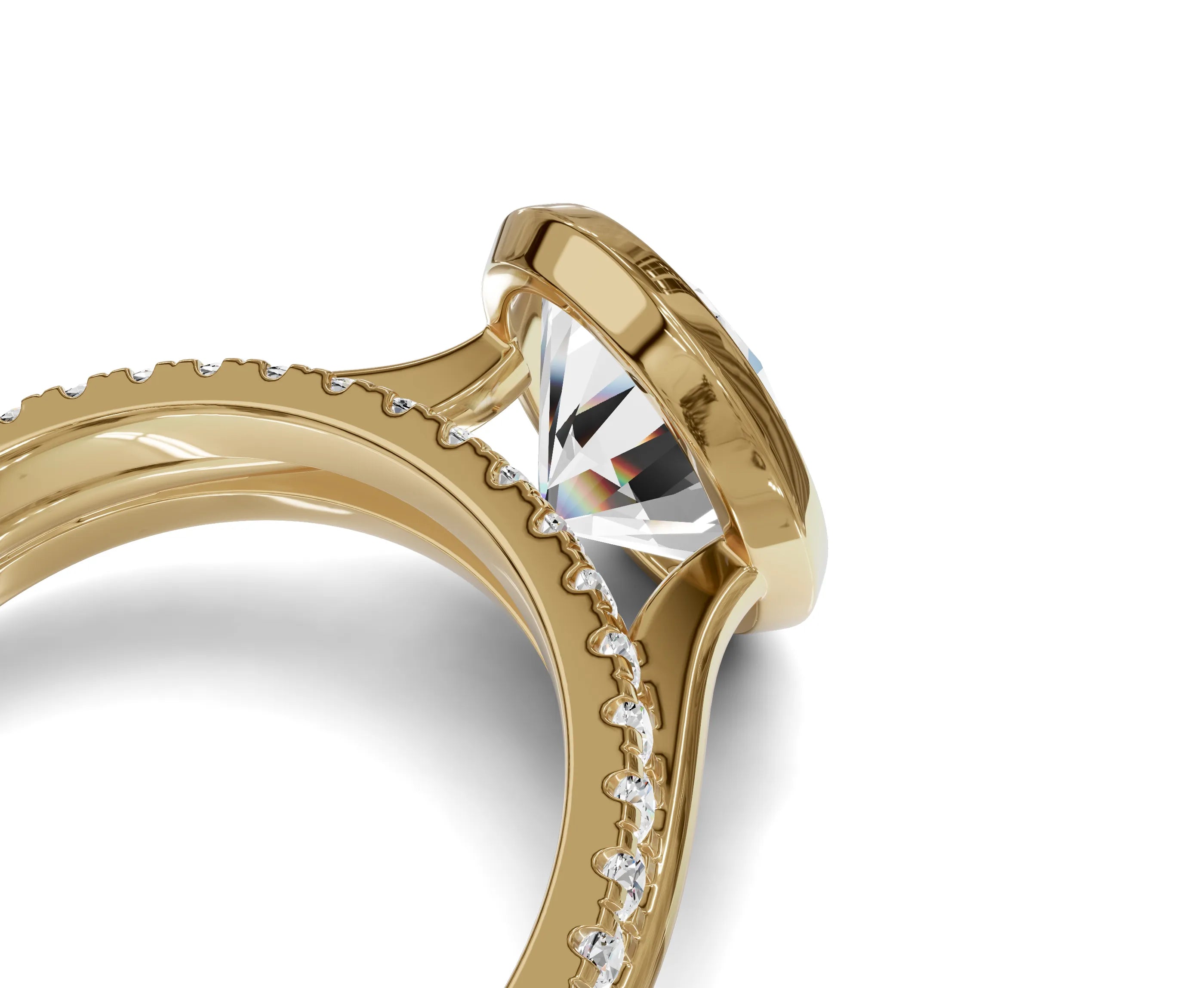 Oval Diamond Engagement Ring | Bezel Setting with Side Stones