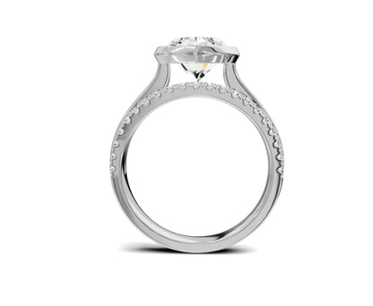 4ct Oval Diamond Engagement Ring | Bezel Setting with Side Stones - Chicory Jewel