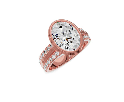 4ct Oval Diamond Engagement Ring | Bezel Setting with Side Stones - Chicory Jewel