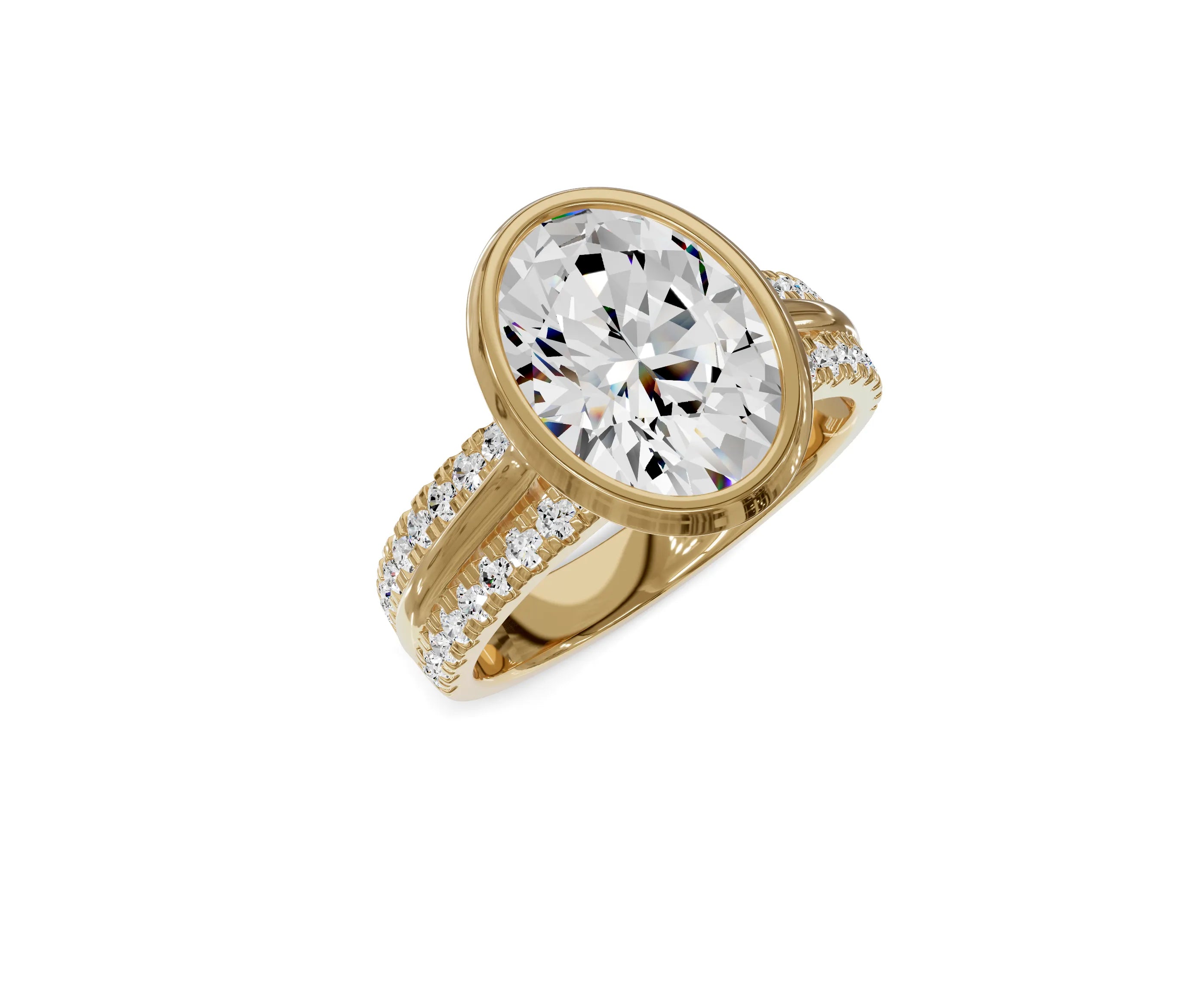 4ct Oval Diamond Engagement Ring | Bezel Setting with Side Stones - Chicory Jewel