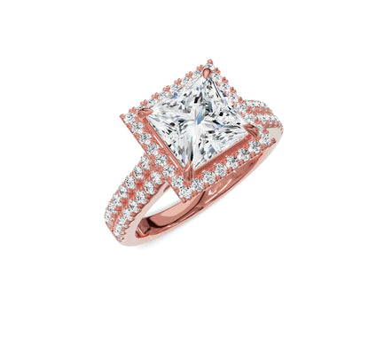 2.50ct Princess Cut Diamond Engagement Ring | Halo & Side Stones - Chicory Jewel