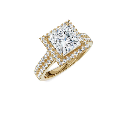 2.50ct Princess Cut Diamond Engagement Ring | Halo & Side Stones - Chicory Jewel