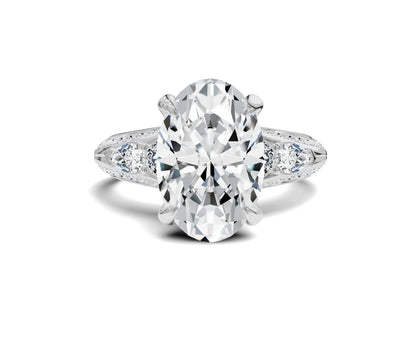 Buy Classic Oval Diamond Ring with Side Stones