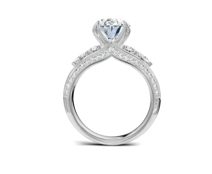 3.70 Ct Oval Diamond Ring with Side Stones - Chicory Jewel