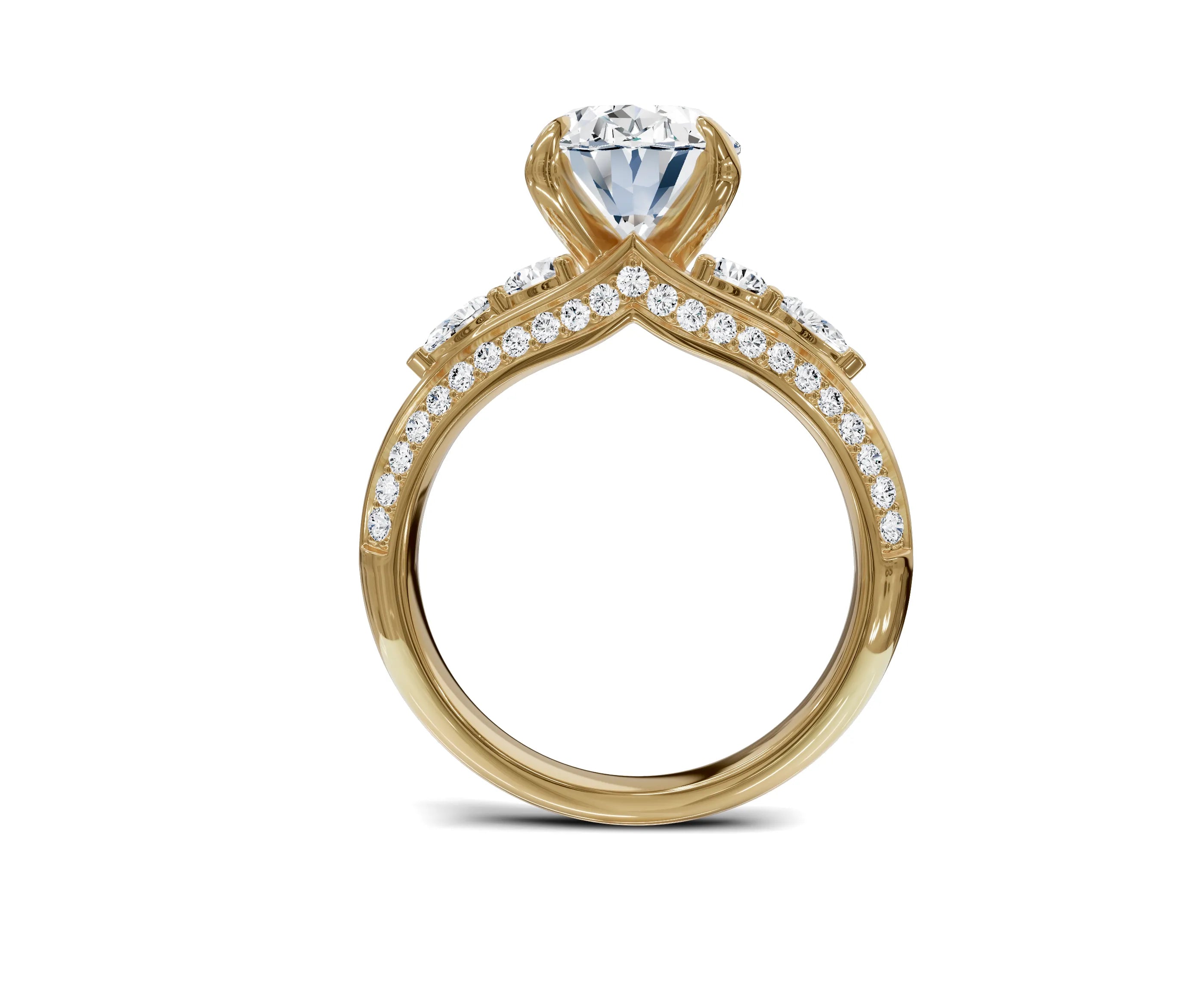 3.70 Ct Oval Diamond Ring with Side Stones - Chicory Jewel