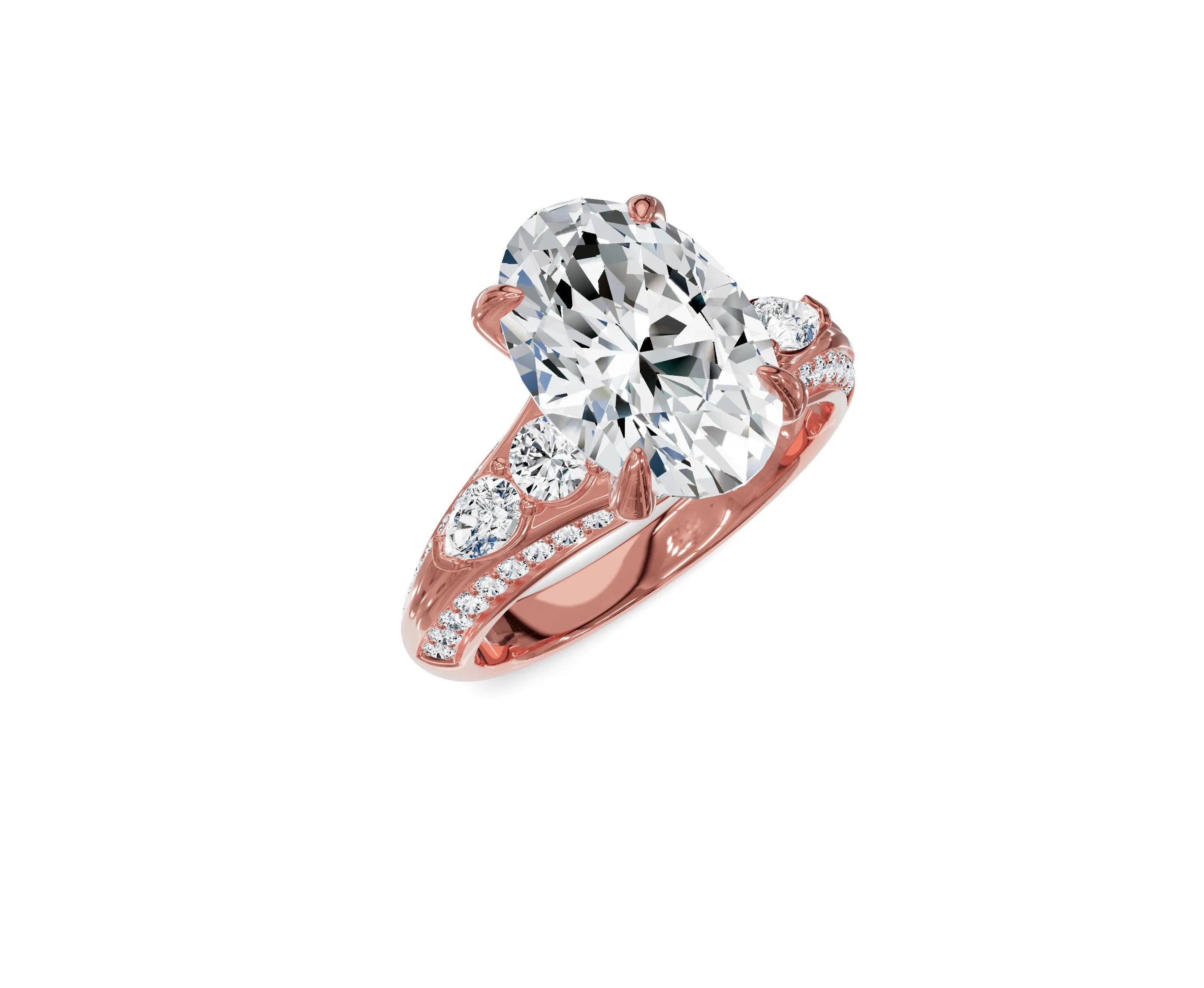 3.70 Ct Oval Diamond Ring with Side Stones - Chicory Jewel
